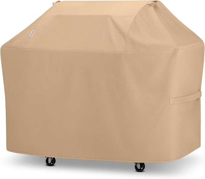 Unicook 65 Inch Grill Cover for Outdoor Grill, Heavy Duty Waterproof BBQ Covers, Compatible with Weber Char-Broil Nexgrill Kenmore 3-6 Burner Gas Grills up to 63”, All Weather Protection, Light Brown