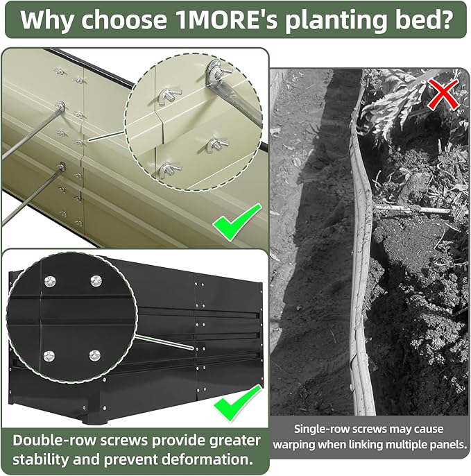 1MORE Raised Garden Bed- 4x2x1.8ft Planter Garden Boxes Outdoor, Raised Beds for Gardening, Large Metal Garden Bed Kit for Vegetables Flower, Deep Root Planter Raised Beds with Tools.Gray