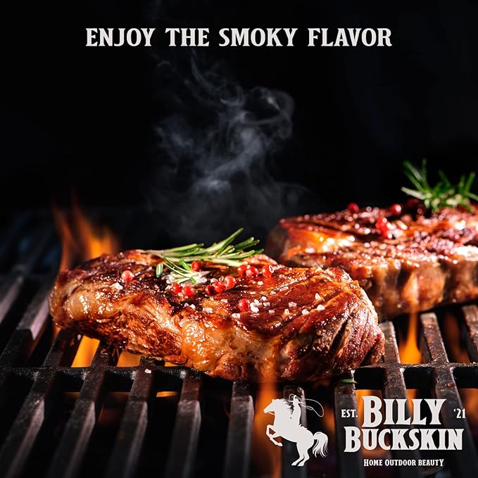 18 LB. Applewood Cooking Firewood Log & 1 LB. 100% Natural Apple Wood Chips Flavor by Billy Bucksin Co., Fatwood Fire Starter Stick Included for Outdoor Cooking, Smoking, Grilling, Camping & Fire Pit