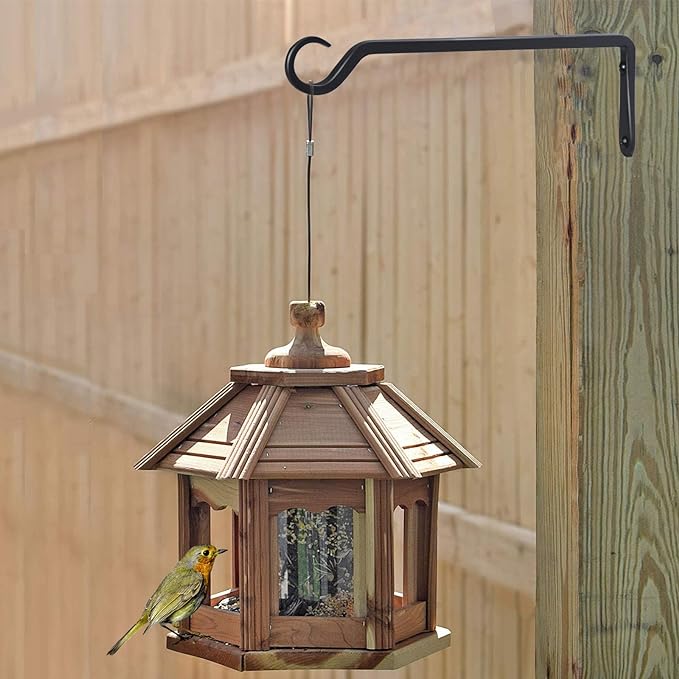 12inch 4 Pack Plant Hanger, Sturdy Hanging Plant Hangers Outdoor, Bird Feeder Hanger for Bird Feeders, Planters, Lanterns, Wind Chimes Indoor Outdoor, Upgrade Black