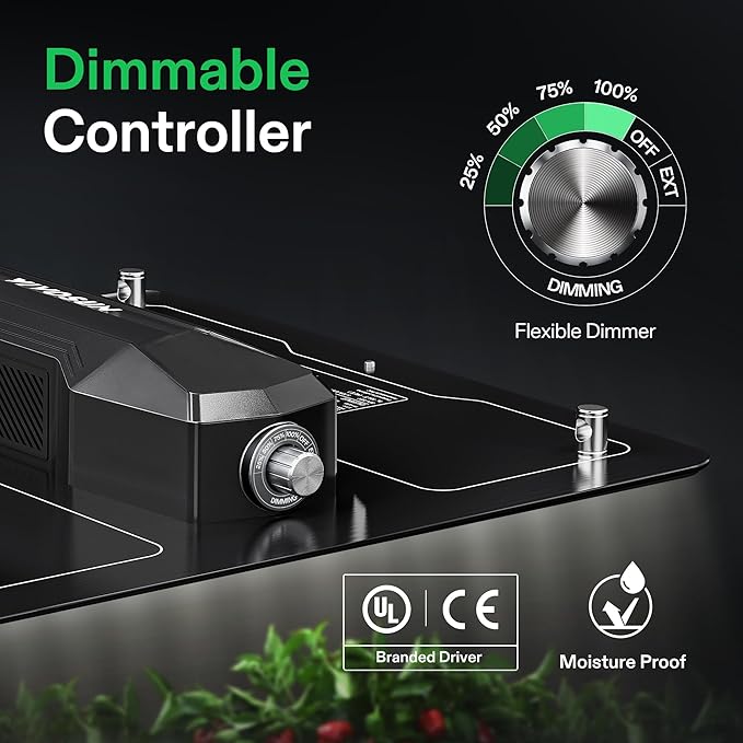 VIVOSUN VS1500 LED Grow Light with Full Spectrum Diodes & Daisy Chain Driver Dimmable Lights Sunlike for Indoor Plants Seedling Veg and Bloom Plant Grow Lamps for 3x3 Grow Tent