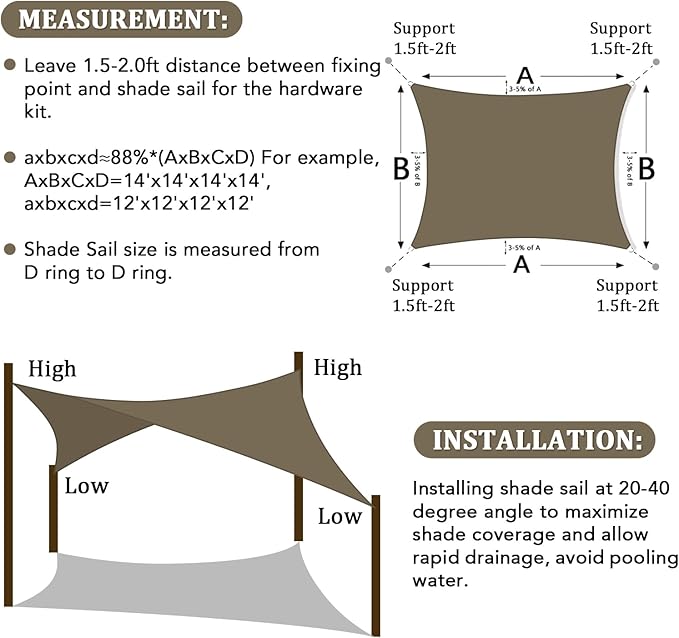 Shade&Beyond Sun Shade Sail Breathable UV Block Outdoor Covering Cloth for Backyard, Pool, 12'X25', Mocha (Customized Available)