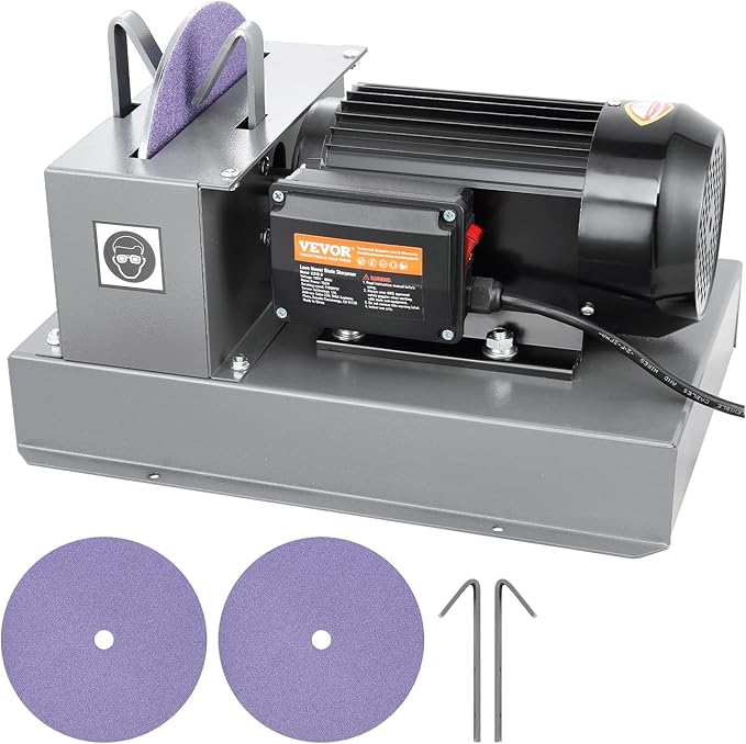 VEVOR Lawn Mower Blade Sharpener, 1HP 750W Lawnmower Blade Grinder with 9-inch Ceramic Grinding Wheel, Powerful Bench Mower Sharpening Machine for High/Low Lift Blades, Gator Blades, Flat Blades