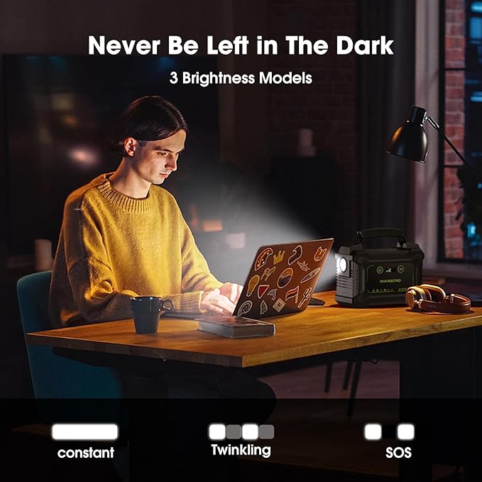 MARBERO 200W Portable Camping Generator 222Wh High Capacity Power Bank with 40W Solar Panel, Multi-Output Ports Charging for IPhone,Laptops, Cameras,Drones, Suitable for Outdoor Camping, RV