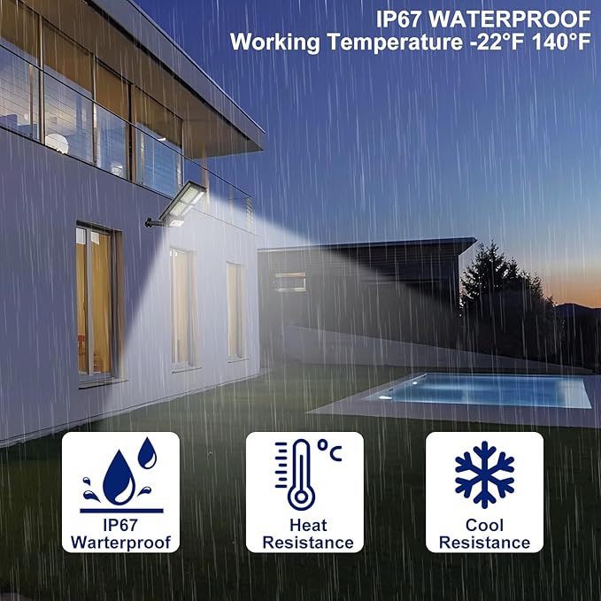 Solar Lights Outdoor Dusk to Dawn Motion Senser Street Lights Ip67 Waterproof Flood Lights 10000LM for Outside Yard Garage Wall 4Pack