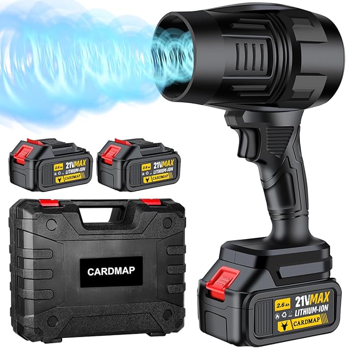 Electric Cordless Leaf Blower, Handheld Electric Leaf Blowers, Mini Jet Dry Blower Fan with 2 Packs 2.6Ah Batteries and Charger, Violent Blower for Lawn, Patio, Outdoors, Car, Home