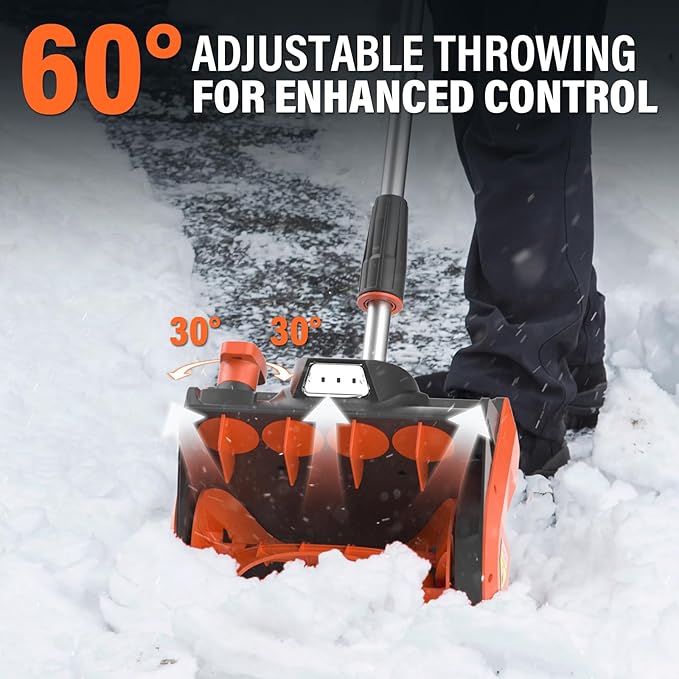 MAXLANDER Cordless Snow Shovel, 20V 12-Inch Electric Snow Shovel with LED Light, Directional Plate & Adjustable Handle, Cordless Snow Blower (4.0Ah Battery, Charger & Cover Included)