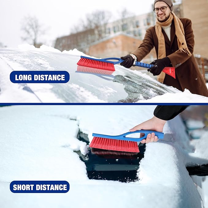 WORKPRO 3-Piece Snow Removal Kit, 47" Detachable Snow Shovel, 27" 2-in-1 Ice Scraper & Snow Brush Tool, Separate Snow Scraper for Car, Truck, Driveway, and Winter Conditions, Storage Bag Included