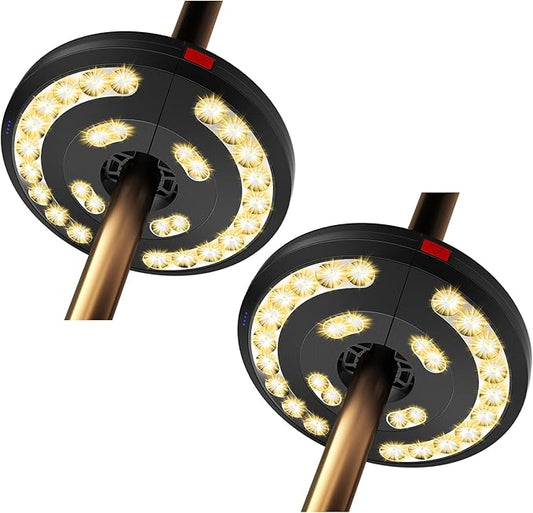 2packs Eletorot Patio Umbrella Lights-Rechargeable Outdoor Lights for Patio, Patio Table Light 28 LED 3 Lighting Modes, Pool Accessories and Backyard Decor