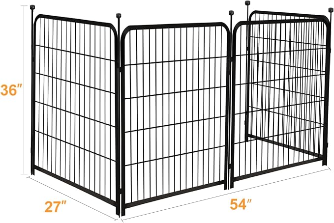 Garden Fencing 36 Inch High, 4 Panels Total 8.9 Ft(L) Dog Fence Outdoor for Yard, 4 One-Sided Plate, No Door, Anti Dig Fence Barrier, Dog Pen, Rabbit Fences, Garden Fences and Borders