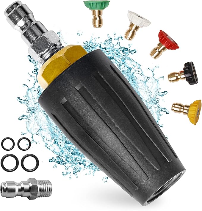 MEKOH 4000PSI Turbo Nozzle Universal Pressure Washer Nozzle Tips Rotating Nozzle 2.6 Orifice Power Washer Nozzle Accessories 2.6GPM Spray Nozzle for Concrete, Driveway, 1/4'' Quick Connect Attachment
