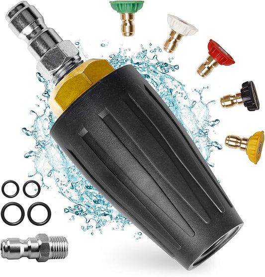 MEKOH 4000PSI Turbo Nozzle Universal Pressure Washer Nozzle Tips Rotating Nozzle 2.6 Orifice Power Washer Nozzle Accessories 2.6GPM Spray Nozzle for Concrete, Driveway, 1/4'' Quick Connect Attachment