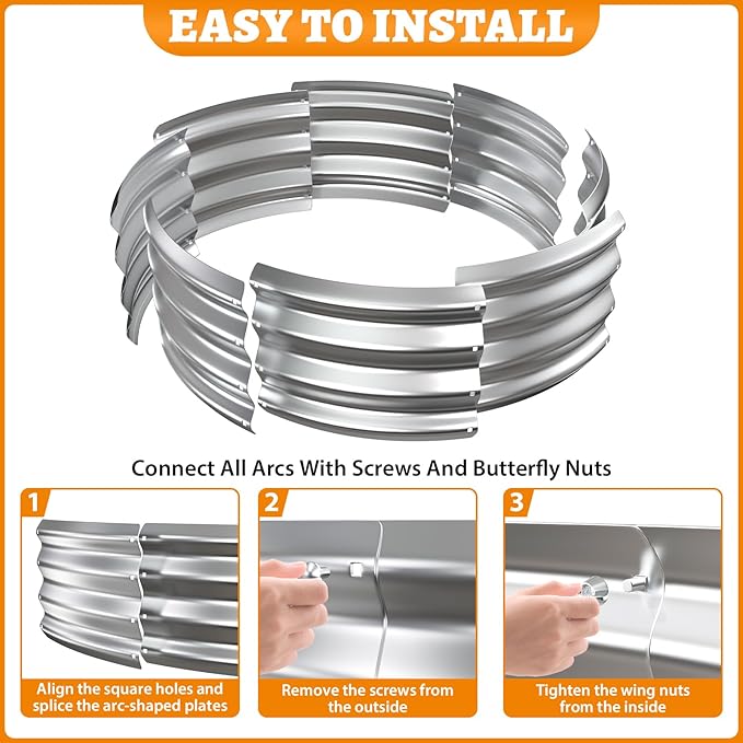 Metal Fire Pit Ring/Bonfire Fire Ring- 3 FT Diameter, 0.8 MM Thick,1 ft High, Durable and Stylish for Outdoor Fire Pits,Patios and Camping (Silver, 3X3X1 ft)