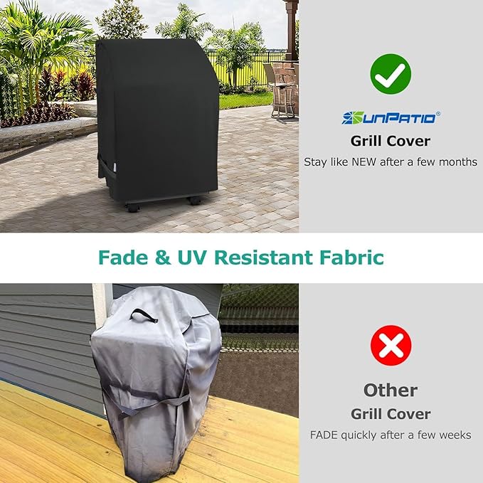 SunPatio 2 Burner Gas Grill Cover 32 inch, Heavy Duty Waterproof Small BBQ Grilling Cover, Compatible for Weber Char-Broil Nexgrill and More Grills with Collapsed Side Tables, All Weather Protection