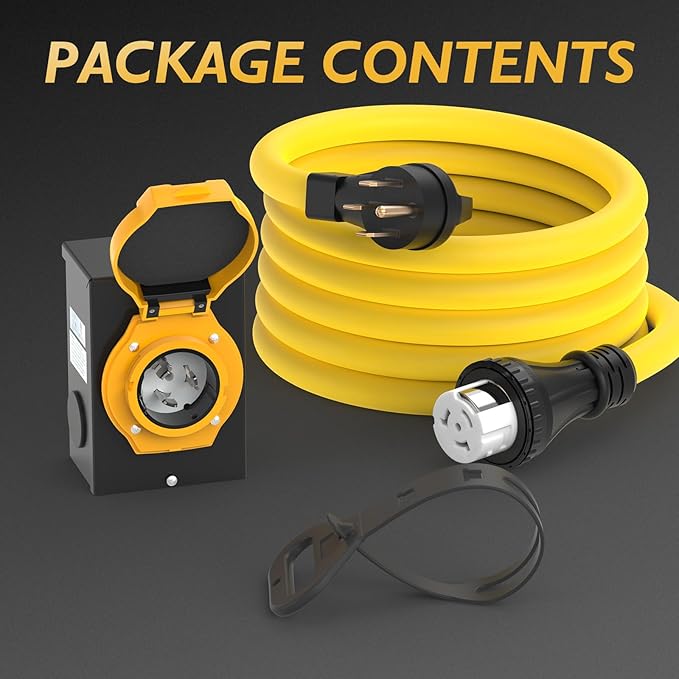 TOOLIOM 50 Amp Generator Power Inlet Box, NEMA SS2-50P Power Inlet Box and 50 Amp RV Power Extension Cord, 25FT NEMA 14-50P to SS2-50R Generator Extension Cord