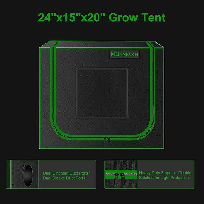 MELONFARM Small Grow Tent for Aerogarden，24”x16”x20” ，Hydroponics Growing System ，Highly Reflective 600D Diamond Mylar Canvas with Ventilation window and Floor Tray for Hydroponic Indoor Plant Growing