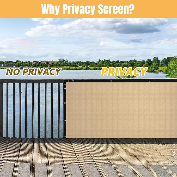 SPORTYOUTH 4ft x 50ft Fence Privacy Screen, Heavy Duty 150 GSM Fencing Mesh Shade Cover Windscreen with Brass Grommets & Cable Zip Ties for Outdoor Wall Garden Backyard Porch - Beige