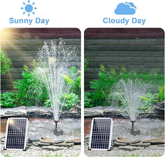Solar Fountain Pump 12W Solar Water Fountain With 3 Spray Nozzle Solar Powered Water Pump 132 GPH Solar Pond Pump for Outdoor Garden Water Features