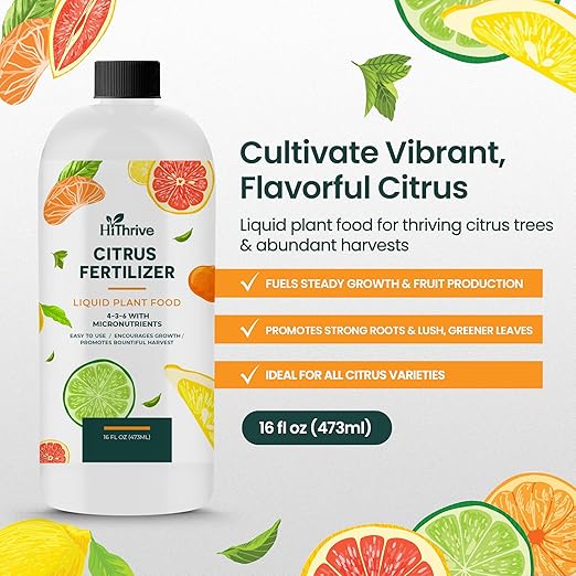 16oz Citrus Fertilizer - Makes 16 Gallons of 2-in-1 Citrus Tree Fertilizer for Lemon Trees Live Plants & More, 4-3-6 NPK Tree Food with Macronutrients + Micronutrients for Growth and Juicy Fruits