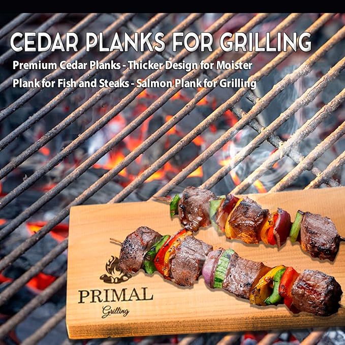 Premium Cedar Planks - Cedar Planks for Grilling Salmon - Thicker Design for Moister - Natural Wood Planks for Grilling - (5 Pack)
