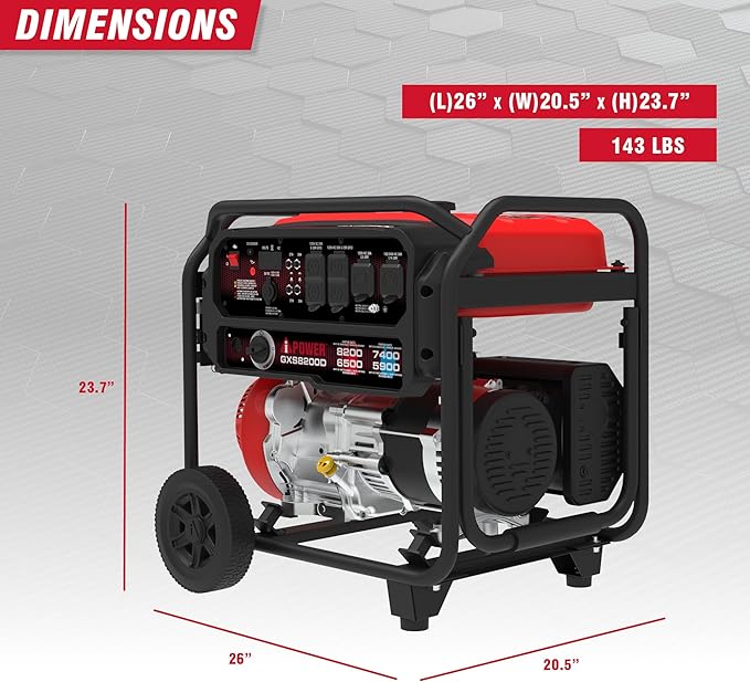 A-iPower 8200W Portable Generator Dual Fuel, Gas and Propane Powered Power Supplies with 322cc OHV Engine, CO Sensor, Heavy Duty Generators For Jobsite, RV, Whole House Backup Emergency