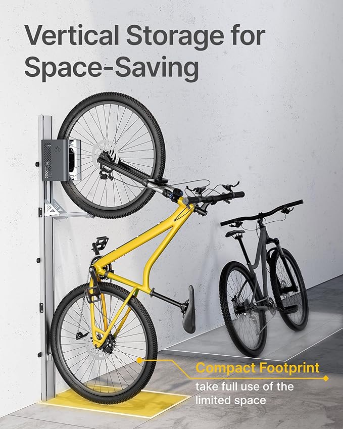 monTEK Automatic Lift EBike Rack – Fits 24-29" Tires, Heavy-Duty Vertical Wall Rack for Bicycles (Up to 71 lbs) - Effortless Lifting, Easy Install - Space-Saving Storage for Garage, Shed, SG