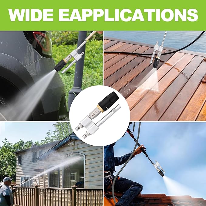 2 in 1 Downstream Soft Wash Chemical Nozzle, M5 Twist Nozzle Shooter Tips, 0-60° Adjustable Spray Pattern, for 1700 to 6000 PSI, 3 to 7 GPM Pressure Washer, with 1/4 inches Quick Connect