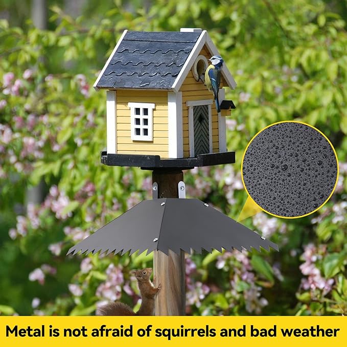 Metal Squirrel Baffle for 4x4Post, 17 Inch Squirrel Guard Stopper for Outdoor Bird Feeder Poles, Proof Baffles Keep Raccoons Out of Bird Houses (2 Pcs)
