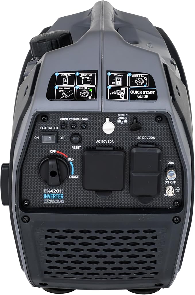Pulsar 4,200W Portable Gas-Powered Quiet Inverter Generator for Home Emergency Backup, Parallel Capability, RV Ready, Long Run Time, GX420N