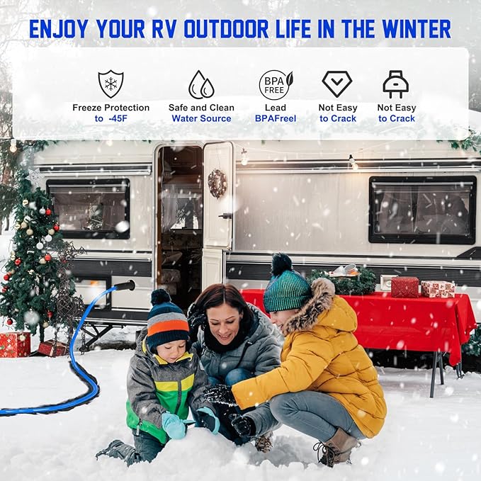 15FT-100FT Heated Water Hose for RV,Heated Drinking Water Hose with Thermostat,Lead and BPA Free,1/2" Inner Diameter,Temperatures Down to -40°F Self-Regulating white Appearance (50FT)