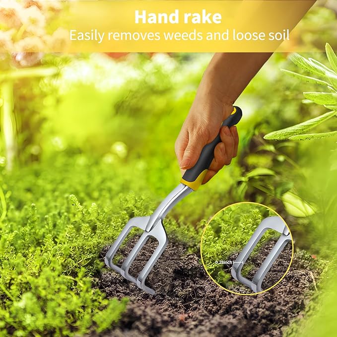 Garden Tool Set 4-Piece,Heavy Duty Aluminum Gardening Tools,Rust-Proof Gardening Hand Tools,with Non-Slip Ergonomic Handle,The Ideal Gift for Garden Enthusiasts.