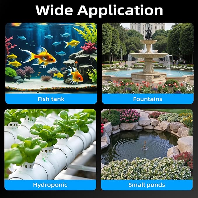 220GPH Submersible Water Pump(900L/H, 15W), waatoos Durable Outdoor Fountain Pump with 4.9 ft Tubing for Aquariums, Fish Tank, Pond Fountain, Statuary, Hydroponics, Water Feature, Indoor Fountains