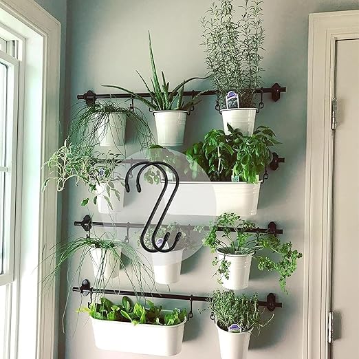 24 Pack 6 Inch S Hook, Large Vinyl Coated S Hooks with Rubber Stopper Non Slip Heavy Duty S Hook, Steel Metal Black Rubber Coated Closet S Hooks for Hanging Jeans Plants Jewelry Pot Pan Cups Towels