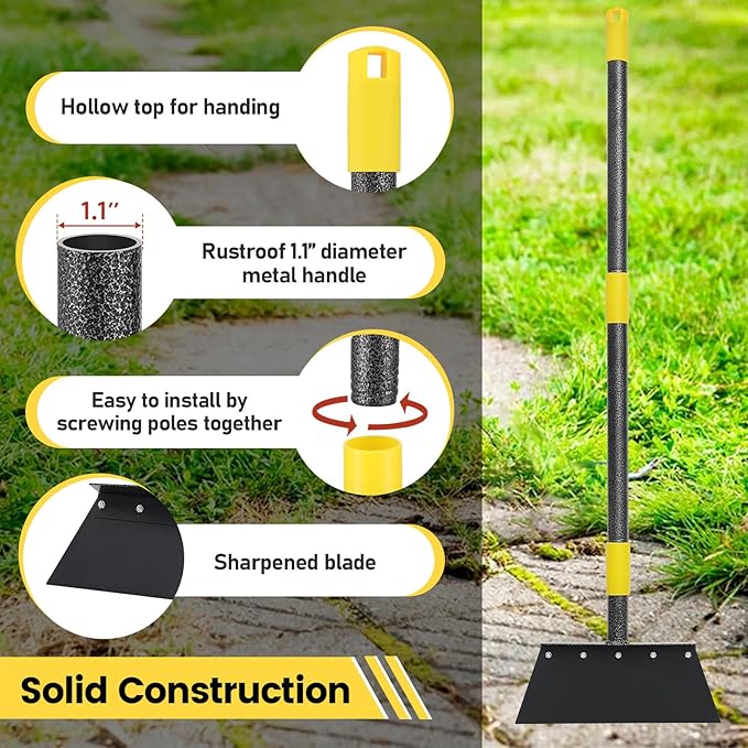 Garden Flat Shovel - Weeding Tool, Heavy Duty Multifunctional Cleaning Shovel Floor Scraper, 60" Long Handle Ice Chopper Snow Spade Garden Tool for Lawn Edging, Scraping, Ice Removal