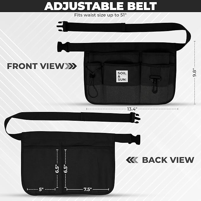 Soil & Sun Garden Tool Belt for Women, Tool Apron, Utility Belt Women, Teacher, Canvas Waist Apron with Pockets,Garden Aprons