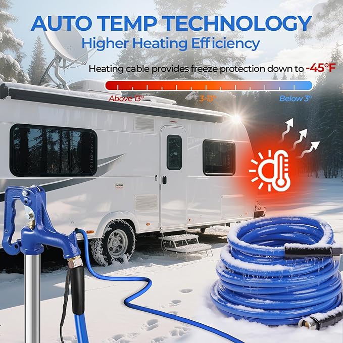 100FT (15-100FT) Heated Water Hose for RV,-45 ℉ Antifreeze 4.0 Upgraded Heated Drinking Water Hose，Rv Freshwater Hoses with Fittings, Rv Accessories