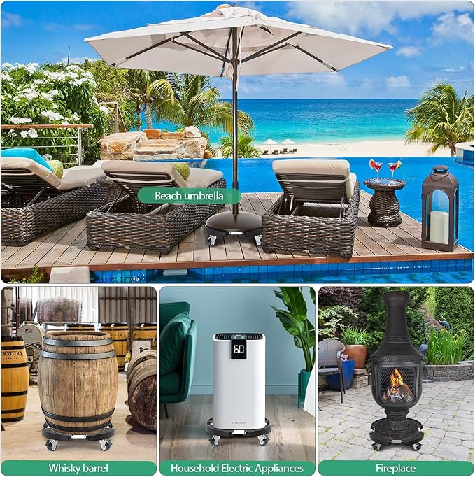 VANCASTLE Plant Caddy with Lockable Wheels Heavy Duty 450lbs Capacity, 15-22 Inch Adjustable Plant Stand with Wheels Rolling base, Plant Dolly for Flower Pot Mover Indoor Outdoor, Black, 1 Pack