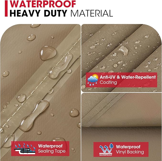 Unicook 50 Inch Grill Cover for Outdoor Grill, Gas BBQ Cover with Sealed Seam for Weber Charbroil Nexgrill etc, Heavy Duty Waterproof Fade Resistant, Neutral Taupe