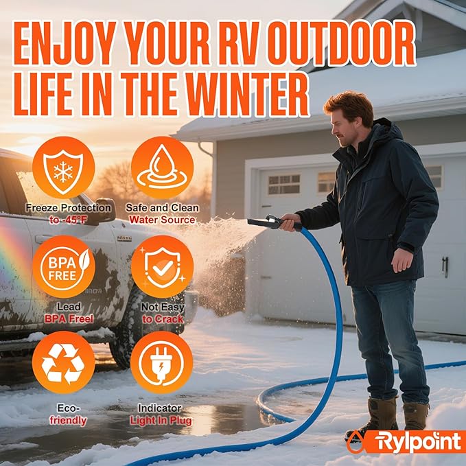 100FT Heated Water Hose for RV,Heated Drinking Water Hose,Lead and BPA Free,1/2"Inner Diameter,Temperatures Down to -47°F,Rv Accessories for Campers, Livestock, Agriculture