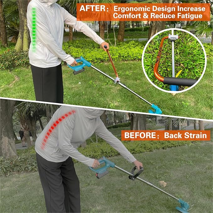 Ergonomic Trimmer Handle Grip for Weed Wacker Extension Handle, Ergonomic String Trimmer Handle Lawn Trimmer Grips with Bracket Clamp for String Trimmer, Lawn Care, Landscaping (Orange)