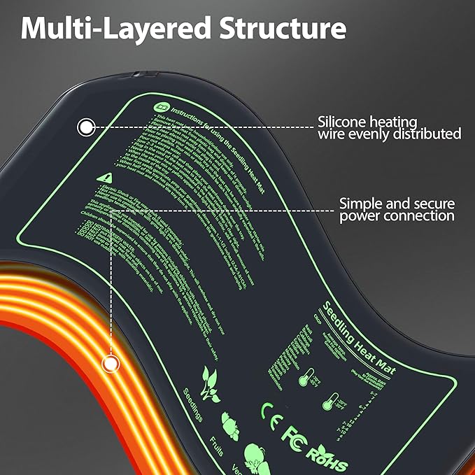 Seedling Heat Mat 2 Pack Heat Mats for Seed Starting Plants Indoor Growing Gardening Brewing Germination Greenhouses Terrarium Reptile Waterproof Seed Rooting Warming Heating Pad 10"X20.75"