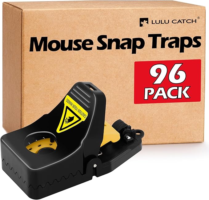 LULUCATCH Mouse Traps Indoor for Home, 96 Pack Snap Traps for Mice, No See Kill Quick-Set Reusable Sanitary Pet Safe Rodent Catcher for Home, Kitchen, Garage, Office