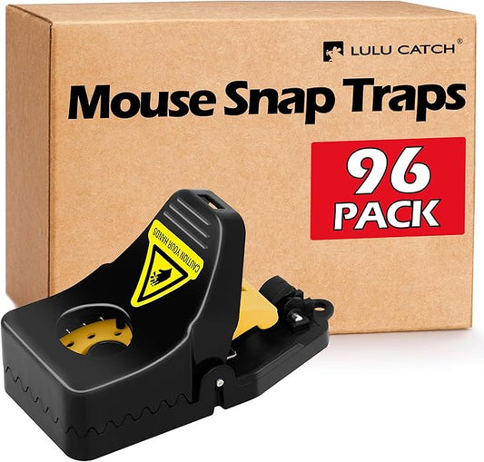 LULUCATCH Mouse Traps Indoor for Home, 96 Pack Snap Traps for Mice, No See Kill Quick-Set Reusable Sanitary Pet Safe Rodent Catcher for Home, Kitchen, Garage, Office