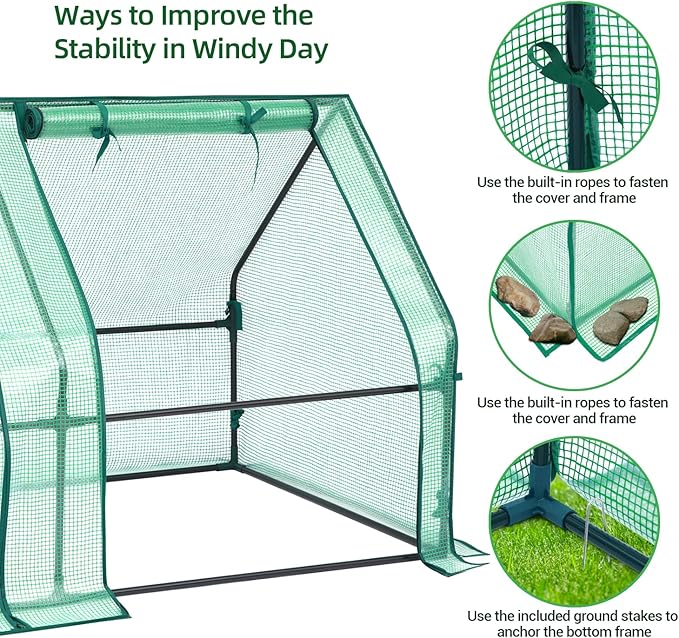 Ohuhu Portable Mini Greenhouse, 71"x36"x36" Greenhouses for Outdoors with Dual Large Zipper Doors & Ground Stakes, Waterproof & UV Protected Plastic Green House for Outside Garden Patio Backyard