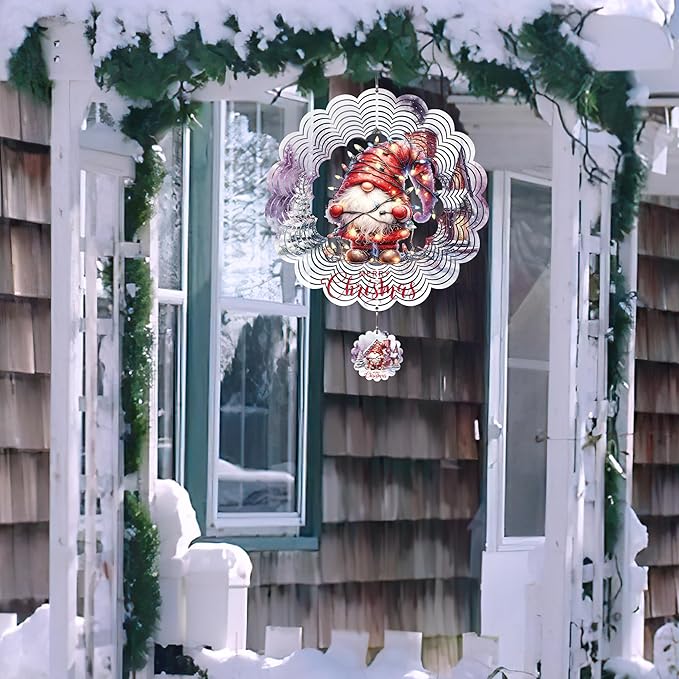 Metal Wind Spinner Outdoor Christmas Decorations,Santa Claus Halloween Yard Decorations 12inch 3D Stainless Steel Garden Sculpture Lawn Ornaments Gifts Indoor/Outdoor Decor Gifts for Women