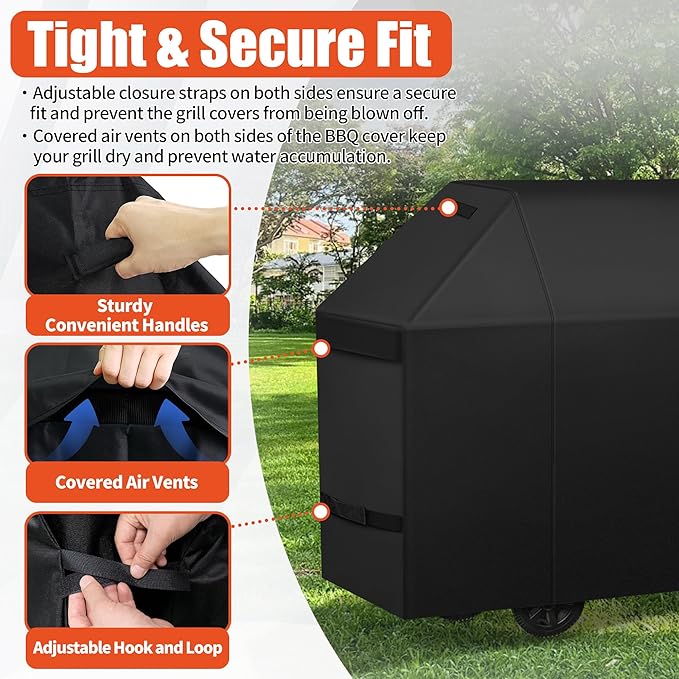 iCOVER Grill Cover 65 inch, BBQ Grill Cover for Outdoor Grill, 600D Heavy Duty Waterproof BBQ Cover, Anti-UV and Rip-Proof Barbecue Cover, Gas Grill Cover for Weber, Char-Broil, Nexgrill, etc