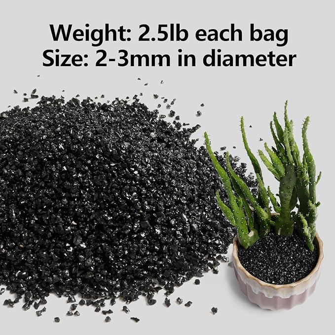 2.4lb Succulents and Cactus Black Sand, Décor & Additive Tiny Stones,DIY Rocks Gravel for Bonsai, Fairy Gardening, Terrarium, Vases Fillers