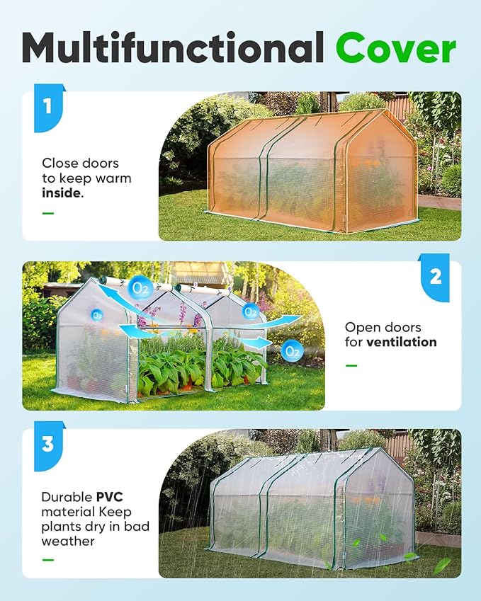 Quictent Mini Greenhouse for Indoor Outdoor, Portable Small Tabletop Green House Kit, Upgraded Waterproof UV-Resistant Seed Starter Hot House, Interior Space Expanded, 71"x36"x36", White