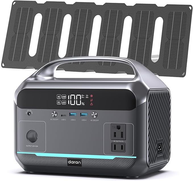 Portable Power Station 350W(600W Surge) with 40W Solar Panel, 288Wh (90,000mAh) LiFePO4 Battery Generator, 8.2LB Portable Charger with AC Outlets for Home, Camping, Emergency