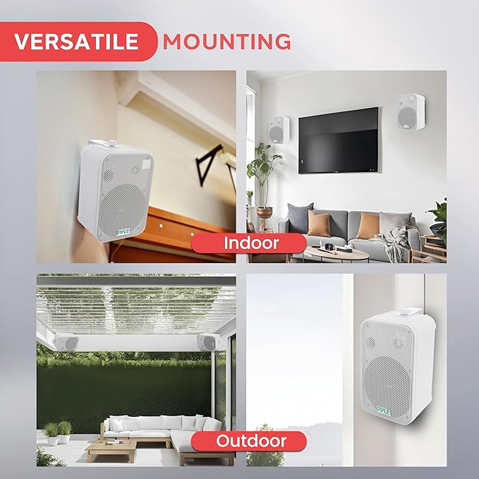Pyle 2 Way Speaker System Pair - 500W Peak Power 16.51cm Passive Weatherproof Wall / Ceiling Mounted - Heavy Duty Universal Mount - Use for Pool, Patio, Indoor, Outdoor (White)